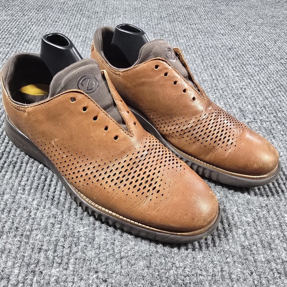 Cole Haan‎ 2 Zerogrand Men 9 M Laser British Tan Brown Leather Casual Dress Shoe - Picture 1 of 12